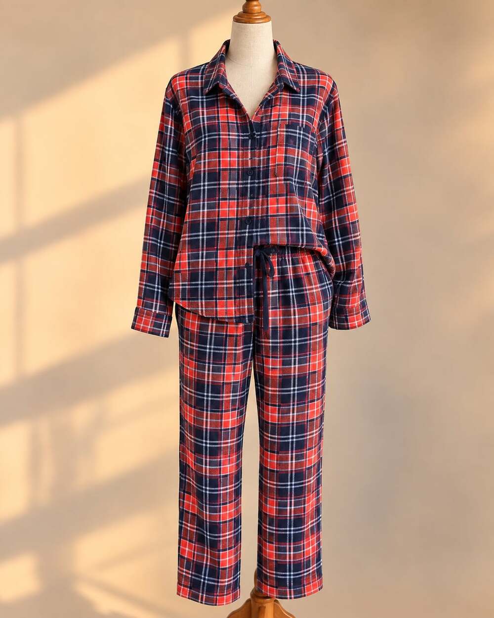 Pact Organic Cotton Flannel Plaid Pajama Set Holiday Fall Christmas Cabin M